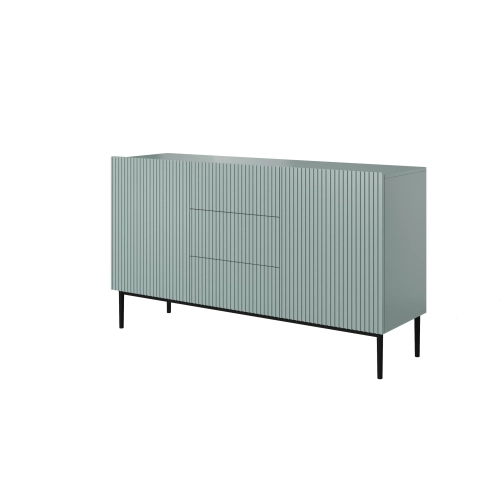 Komoda Nicole 150 cm z szufladami i półkami - szałwia / czarne nóżki - Limitowana oferta